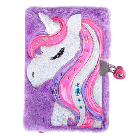 Unicorn fluffy A5 diary with locks Gusta-N036